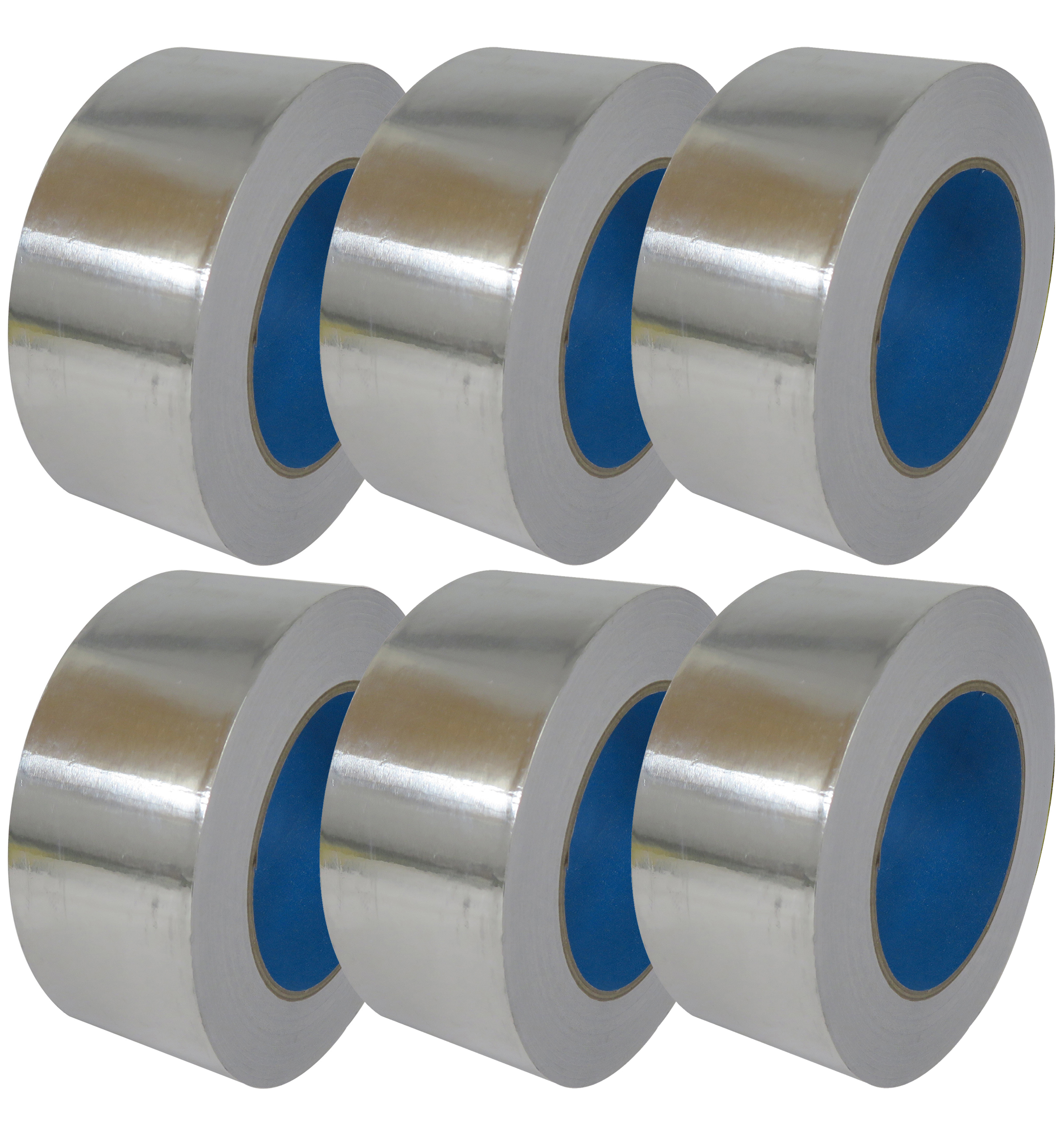 6x Aluminium-Klebeband, temperaturbeständig - 48  mm x 50 m / Rolle